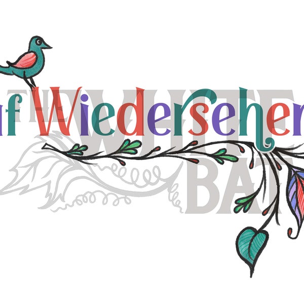 Auf Wiedersehen - German Folk Flowers - Digital Art (Downloadable Image File - 800 ppi)