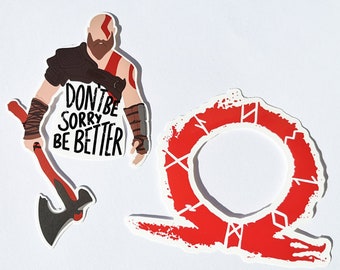 God of War Vinyl Sticker Pack - Gamer Stickers - Kratos Sticker - Don&#39;t Be Sorry Be Better