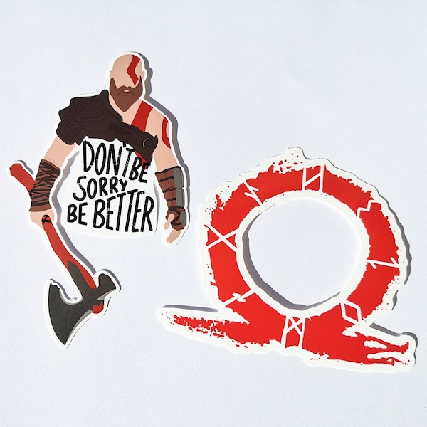 God of War Vinyl Sticker Pack - Gamer Stickers - Kratos Sticker - Don't Be Sorry Be Better