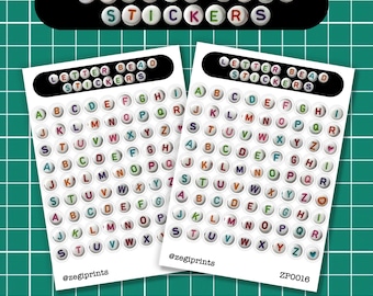 Naklejki z okrągłymi koralikami w kształcie liter: Naklejki z alfabetem do scrapbookingu