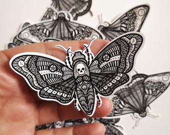 Moth Vinyl Sticker: Gothic Laptop Decal (Pack of 2)