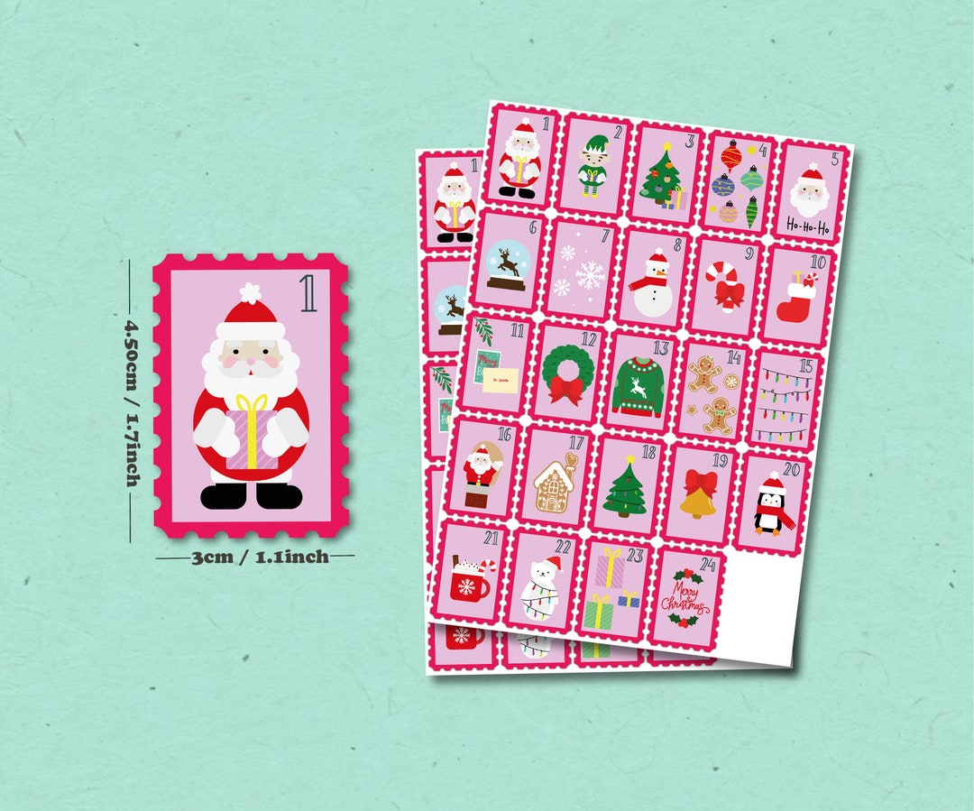 Advent Calendar Sticker Sheet Christmas Stickers Advent Planner