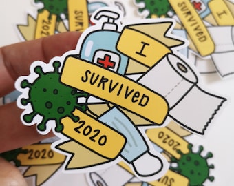 I Survived 2020 Vinyl Sticker - Laptop Stickers - Vinyl Sticker - Funny Stickers - I Survived 2020 - Quarantine Sticker