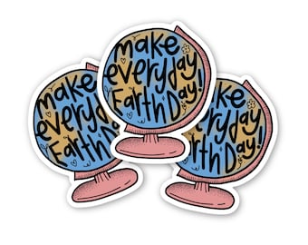 Earth Day Globe Vinyl Sticker - Environmentalist Laptop Decal
