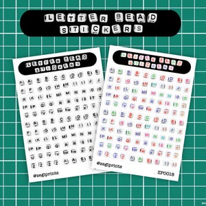 Buchstaben Bead Planer Aufkleber - Alphabet Aufkleber für Journals - Freundschaft Armbänder Aufkleber - Bujo Aufkleber