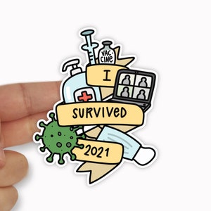 I Survived 2021 Glossy Vinyl Sticker - Quarantine Laptop Sticker