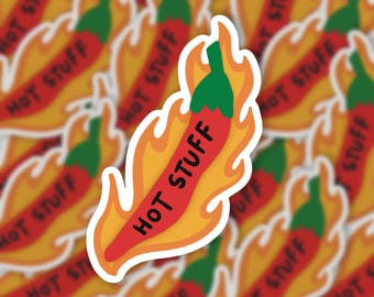 Hot Stuff Chili Sticker: Spicy Waterproof Vinyl Decal