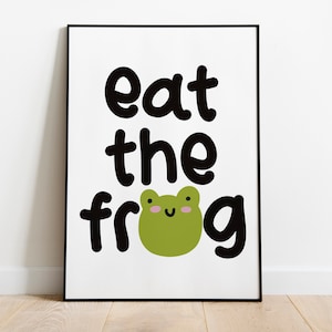Eet de kikker kunst aan de muur - motiverende kunst aan de muur print - inspirerende muur kunst - eet de kikker-print - woondecoratie