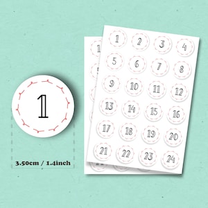 Advent Calendar Sticker Sheet - Christmas Stickers - Advent Planner Stickers - Gift Stickers - Christmas Gift Bag