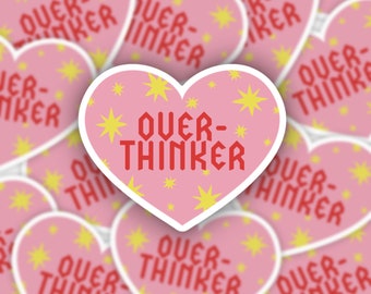 Overthinker-vinylsticker: laptopsticker geestelijke gezondheid