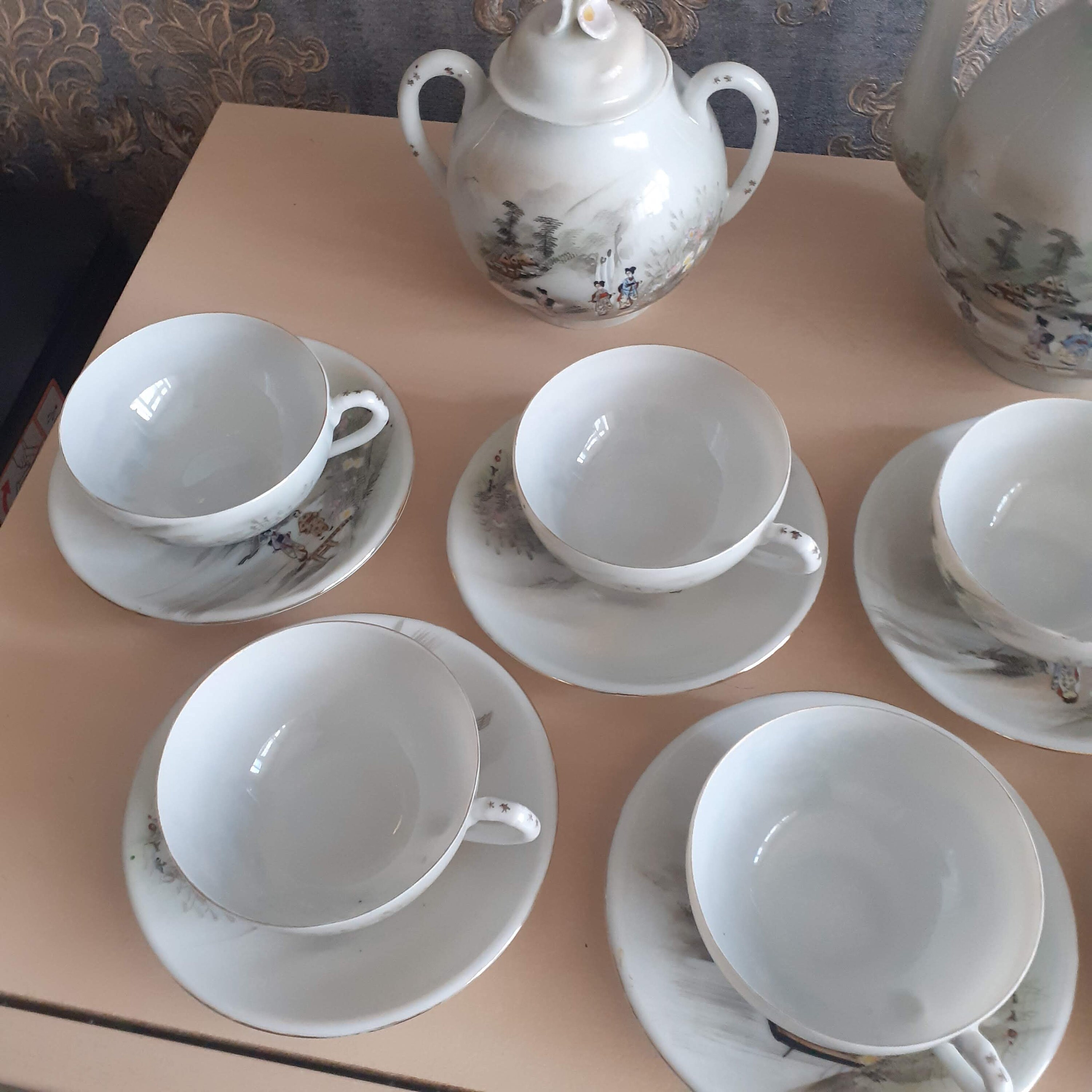 Vintage Oriental Chinese Porcelain Tea Set Geisha Design Etsy UK