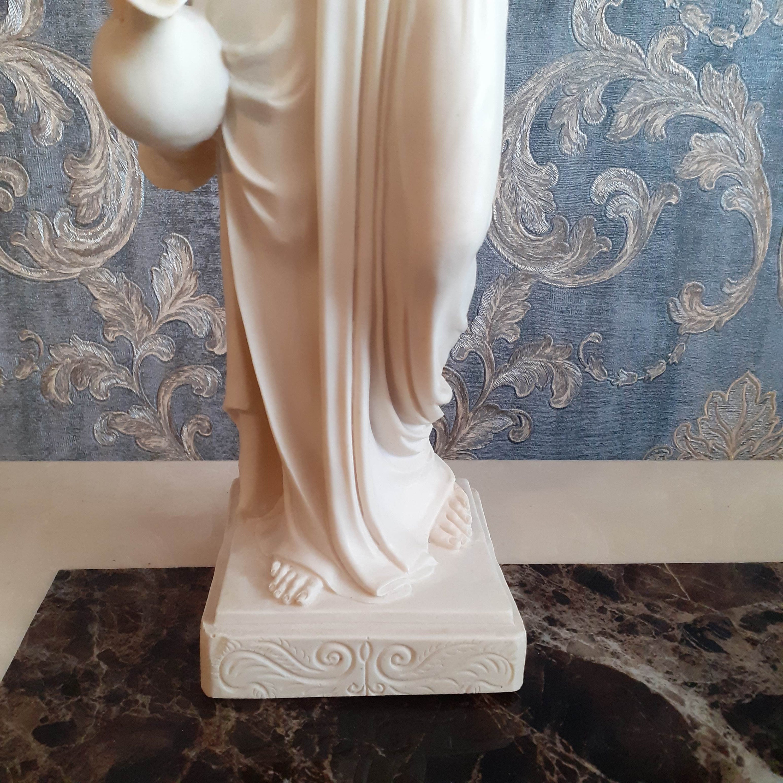 Alabaster Greek Lady Figurine Sculpture Lady Holding Jug and Etsy