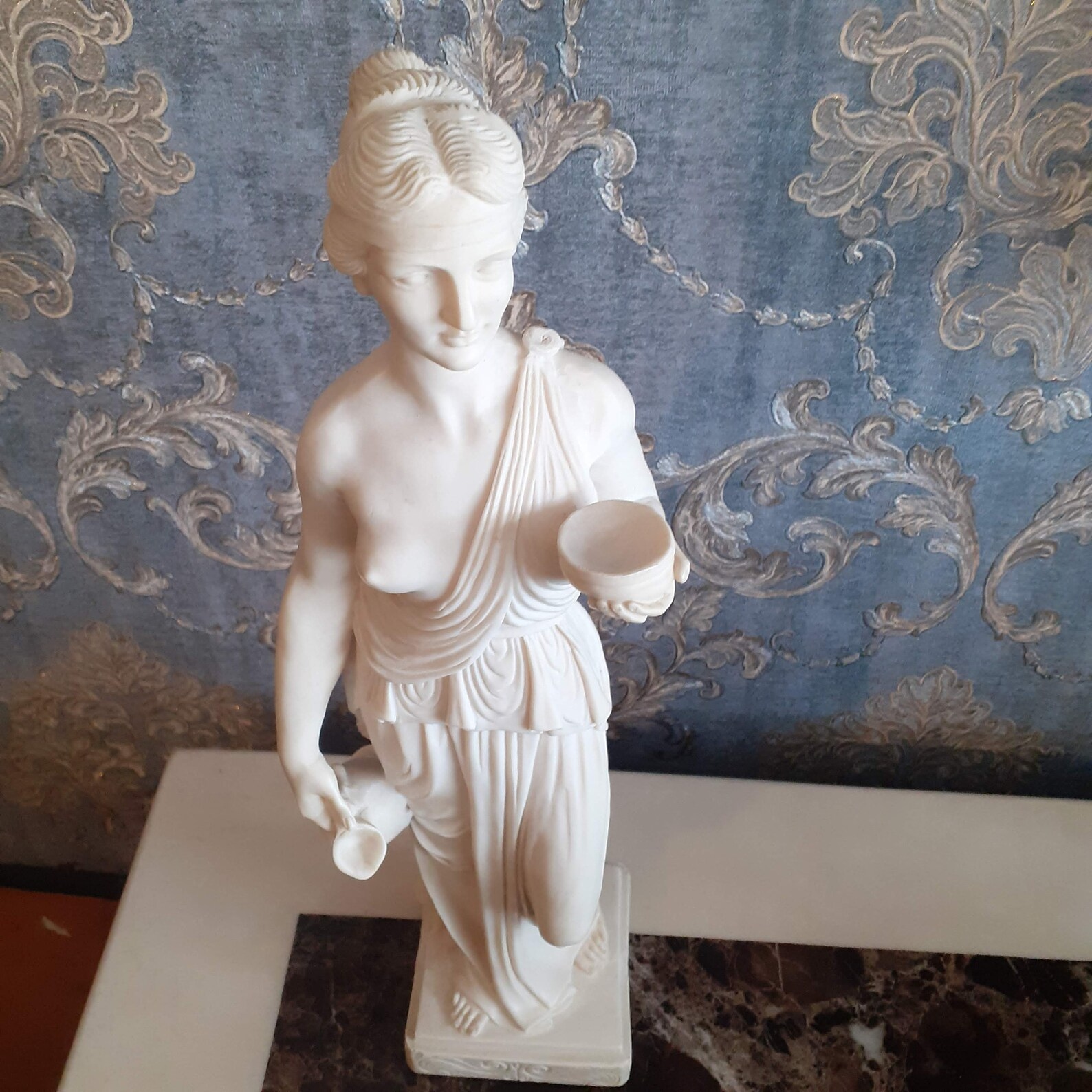 Alabaster Greek Lady Figurine Sculpture Lady Holding Jug and Etsy