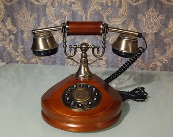 Vintage Wooden Landline Home Telephone Steepletone Model SNW17 Retro Style Home Decor