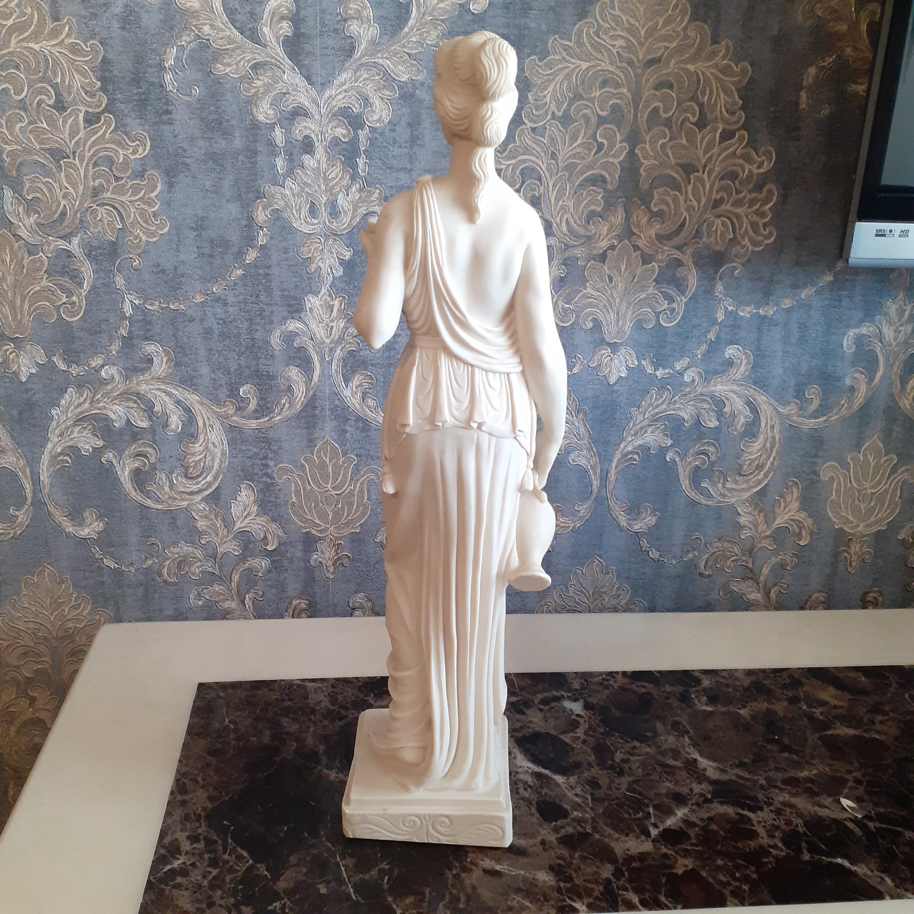 Alabaster Greek Lady Figurine Sculpture Lady Holding Jug and Etsy