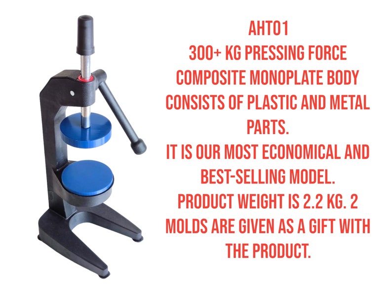 ATH01 Best-Selling Professional Bath Bomb Press Machine - 300kg High Pressure Force Composite Body with 2 Free Molds - AllHereTR Economical Solution
