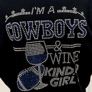 Rhinestone Sparkle Bling Cowboys and Wine T-Shirt