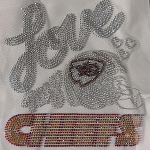 Rhinestone "Love my Chiefs" Iron-on Transfer Patch: Sparkling Fan Design