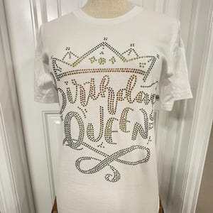 Birthday Queen funkelndes Regenbogen Strass T-Shirt