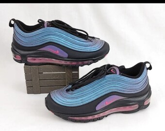 black nikes with rainbow bottom