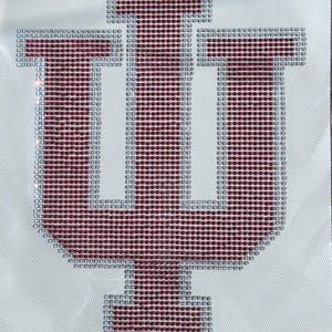 Patch transfert thermique strass « U of Indiana » : motif éventail scintillant - Rouge/Cristal