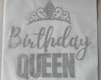 Birthday Queen Sparkling Crystal Rhinestone Iron-on Transfer Patch