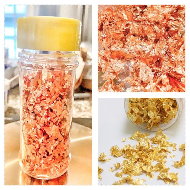 Gold Foil Flakes Rose Gold Foil Flakes Imitation Gold Resin Etsy