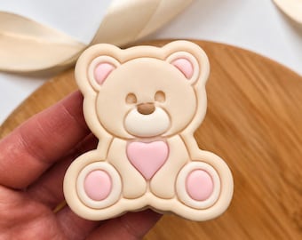 Small Size Teddy Bear Cookie Cutter + Stamp, Size:height 60mm x width 51 mm