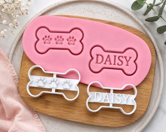 Cortador de galletas personalizado con forma de hueso o pata de perro