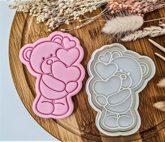 Valentines Teddy Bear Cookie Cutter + Stamp