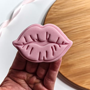 Peut inclure: Moule en silicone rose en forme de lèvres. Le moule a une surface texturée et est conçu pour la cuisson ou l'artisanat.