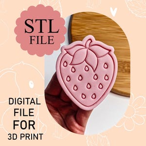 Digital STL File, Strawberry Cookie Cutter And Stamp, 3D Printing, Instant Download