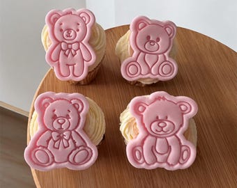 Cupcake Size Teddy Bears Cookie Cutter + Stamp