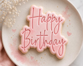 Happy Birthday cookie Cutter + Stamp