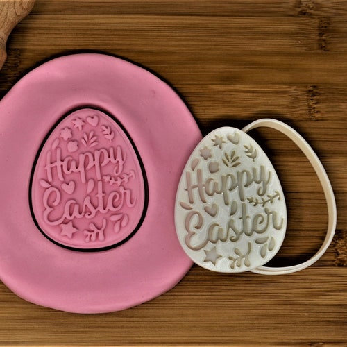 Happy Easter Cookie Cutter Stamp Etsy