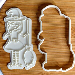 Halloween Witch With Broom Cookie Cutter + Stamp - Etsy
