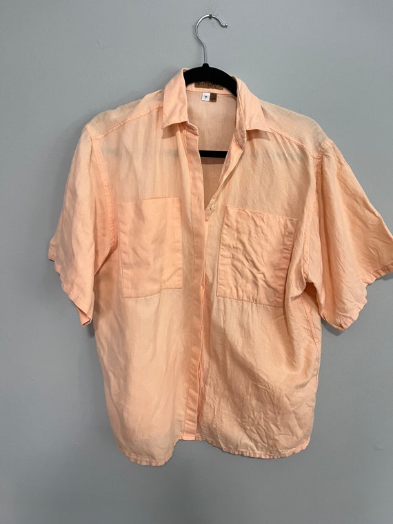 Vintage Medium Peach Short Sleeved Button Down - image 1