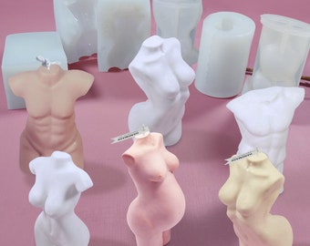 Men Women Model Mold QiChan 3D Human Body Art Candle Silicone Mold DIY Crafts Making Tools Body Statue Casting Mold Scented Candle Making Wax Mold