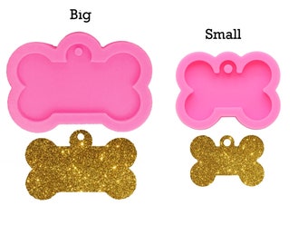 3 Pcs Mirror bone tag silicone mold for resin chocolate cake decoration baking mold dog tag epoxy mold pendant mold