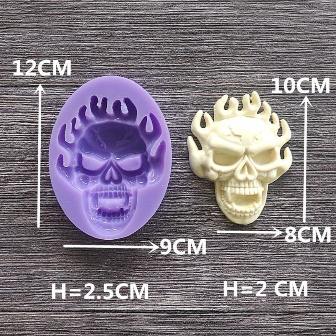 3D Large Fire Skeleton Head Skull Silicone Mold for Resin Etsy