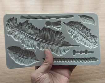 Feather Texture Fondant Silicone Mold DIY Chocolate Baking Cake Decoration Clay Plaster Mold