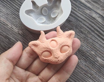 3D Devil Cat Silicone Mould Chocolate Mould Epoxy Plaster Candy Fondant Mould Baking Cake Decoration