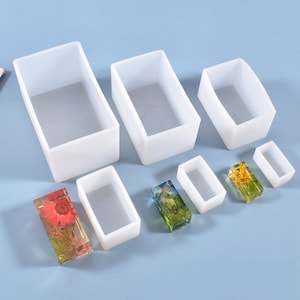 Diy crystal epoxy mold cuboid pendulum resin dry flower filled rectangular pendulum silicone mold for resin