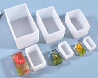 Diy crystal epoxy mold cuboid pendulum resin dry flower filled rectangular pendulum silicone mold for resin
