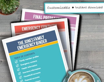 Digital Emergency Binder - Instant Download - Customizable - Easy to Use