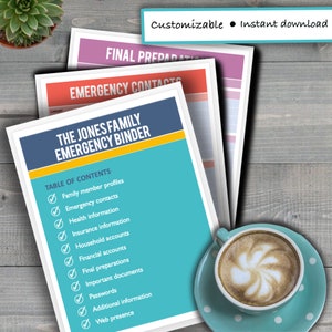 Digital Emergency Binder - Instant Download - Customizable - Easy to Use