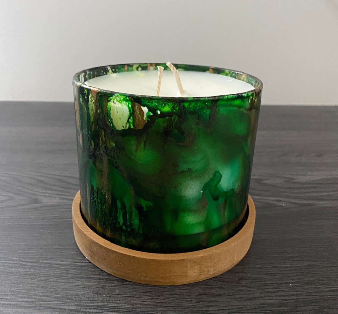 Colorful Alcohol Ink Candles and Jars Etsy