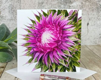 Un-bloomed Milk Thistle Greeting Card