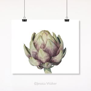 Artichoke Watercolor Botanical Fine Art Print, Modern Farmhouse Decor, Rustic Home Decor