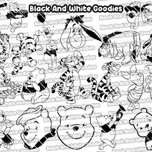 winnie la silhouette pooh, winnie le pooh svg, winnie le contour pooh, silhouette tigger, silhouette eeyore, silhouette porcelet